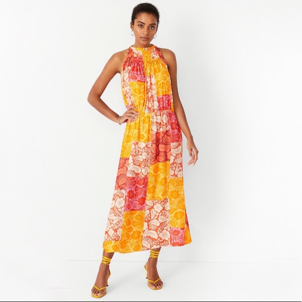 NWT Ann Taylor Sleeveless Patchwork Cocktail Floral Maxi Dress M